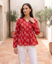 Red Paisley Empire-Line Top 1