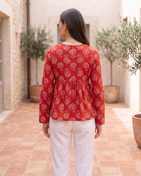 Red Paisley Empire-Line Top 2