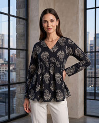 Black Paisley Empire-Line Top 1