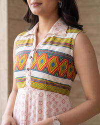 Ivory Printed Sleeveless Kurti Top 3
