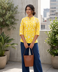 Yellow Floral Button-Front Top 1