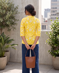 Yellow Floral Button-Front Top 2