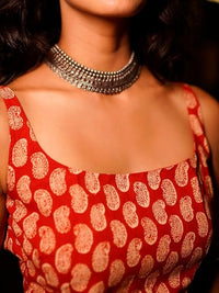 Red Paisley Tie-Back Longline Top 2